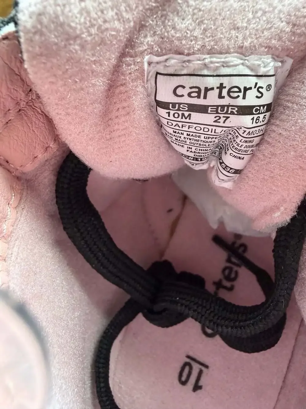 Carter's Daffodil Toddler Girls' Black Combat Boots with Flower Detail